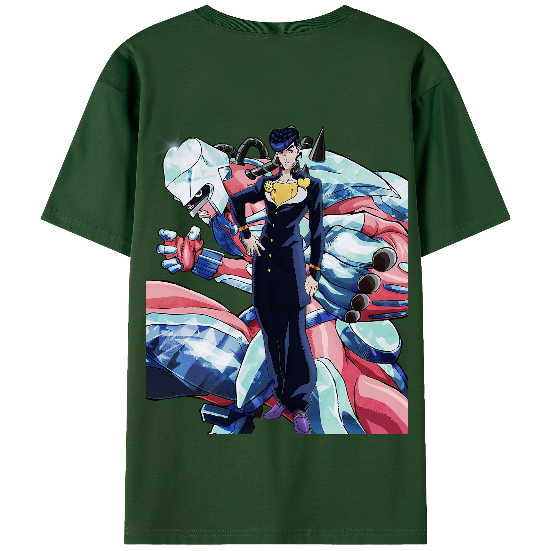 （画像用） ジョジョの奇妙な冒険 ひがしかた じょうすけ JoJo's Bizarre Adventure Higashikata Josuke 綿100％半袖Tシャツ（背面プリント）